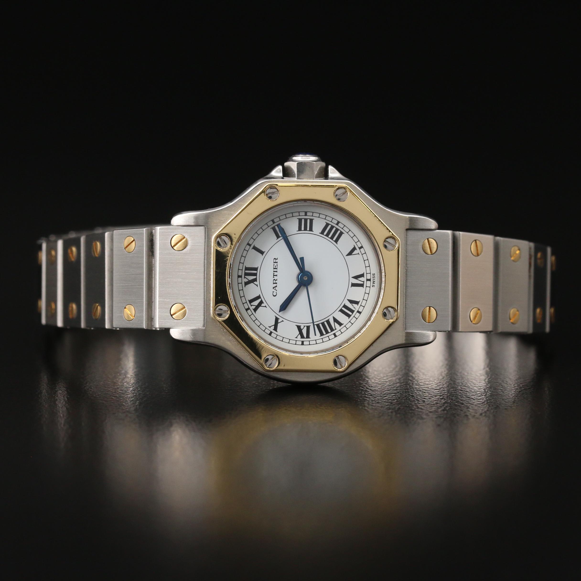 Vintage Cartier Santos Ronde 18K and Stainless Steel Automatic Watch