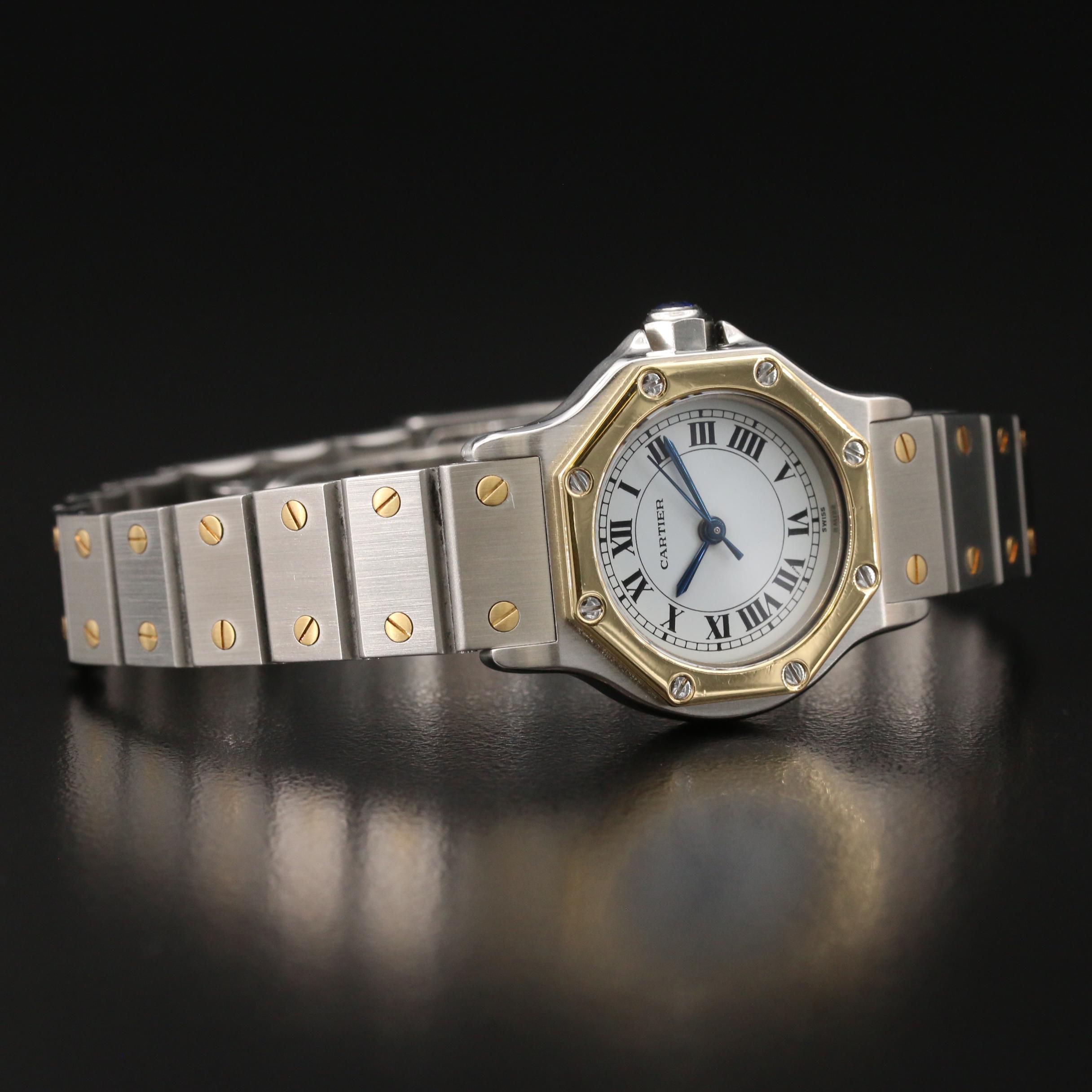 Vintage Cartier Santos Ronde 18K and Stainless Steel Automatic Watch