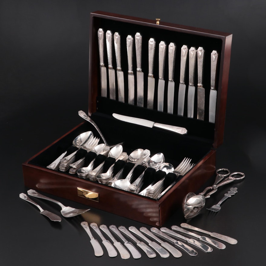 1847 Rogers Bros. "Heraldic" Silver Plate Flatware with Chest