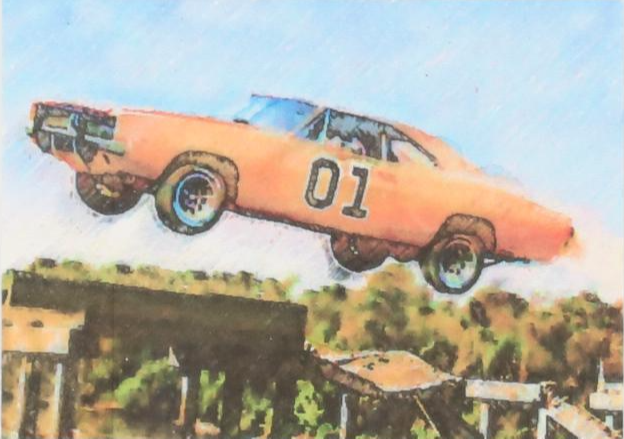 Chuckles Rzeppa Watercolor Painting Over Giclée "General Lee," 2021