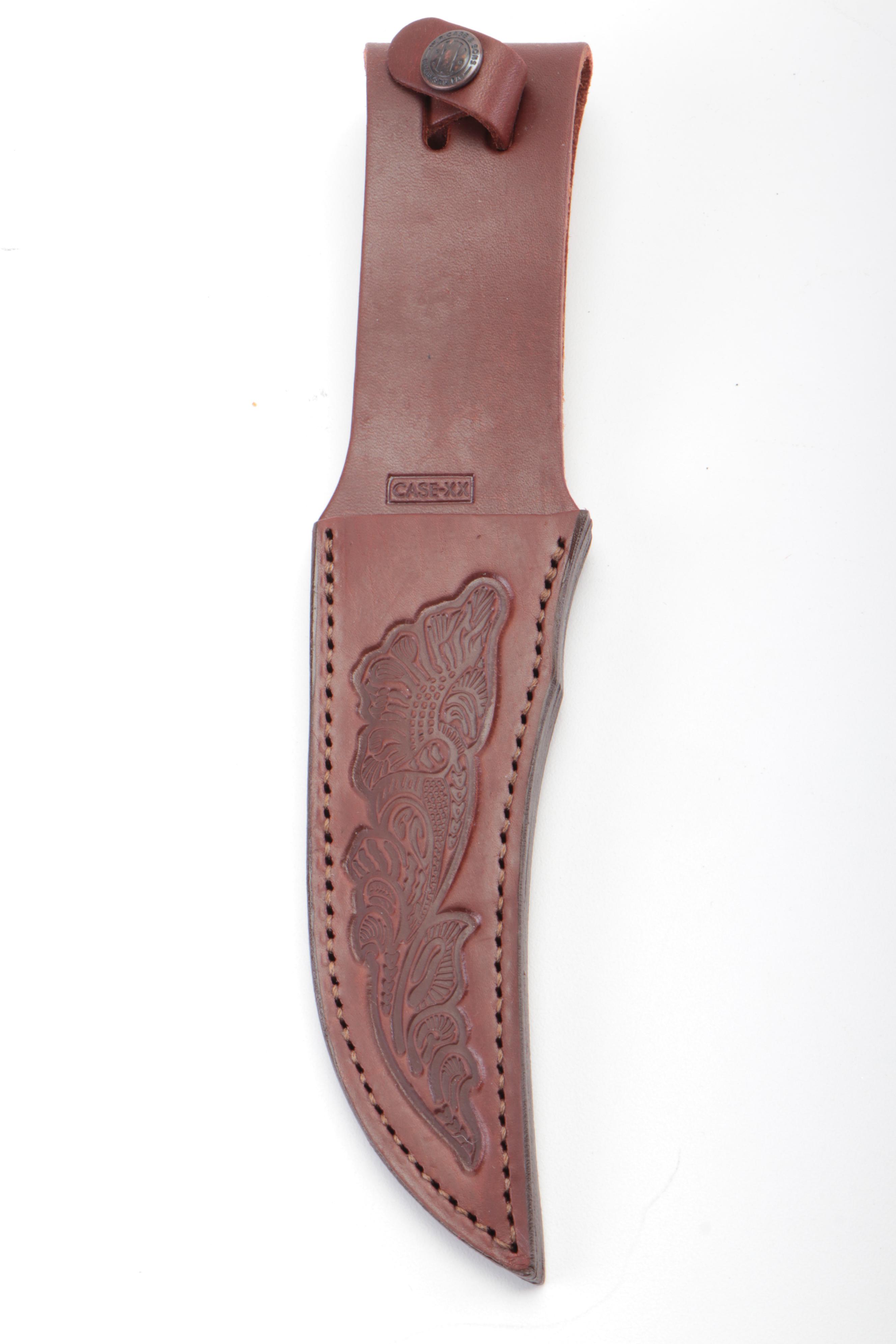 Case "Kodiak" Hunting Knife with Embossed Leather Scabbard
