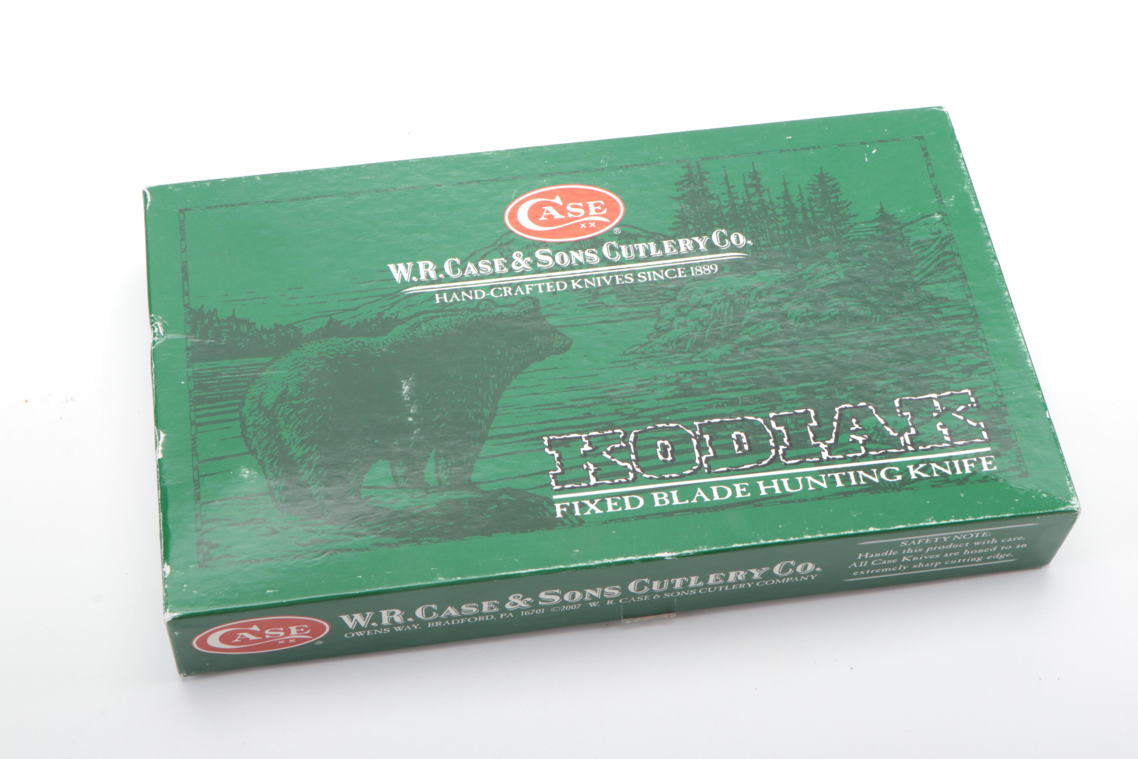 Case "Kodiak" Hunting Knife with Embossed Leather Scabbard