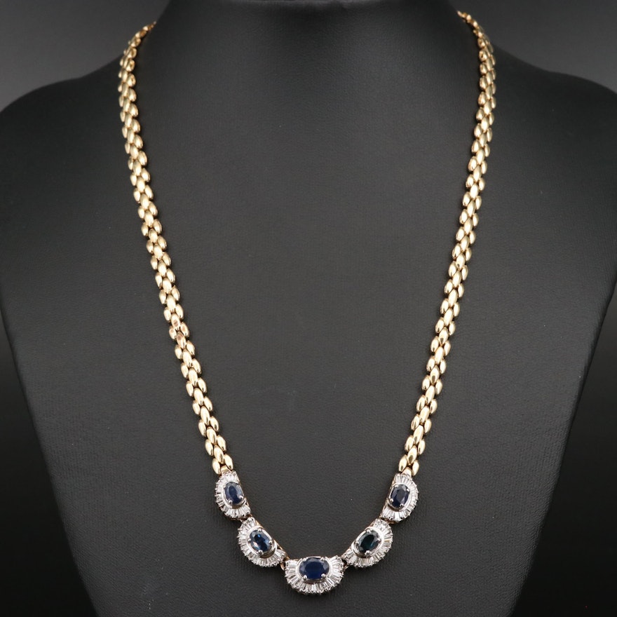 14K Sapphire and 1.36 CTW Diamond Necklace