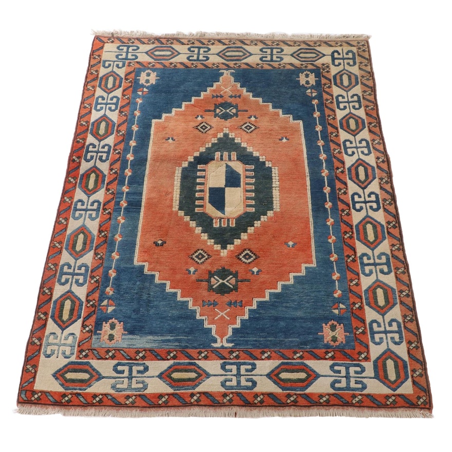 6'8 x 9'2 Hand-Knotted Turkish Konya Wool Area Rug