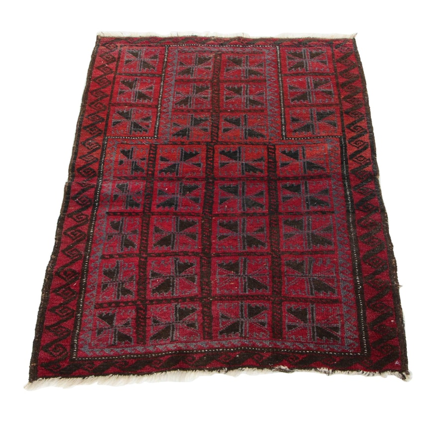 2'11 x 3'11 Hand-Knotted Persian Turkmen Accent Rug, 1930s