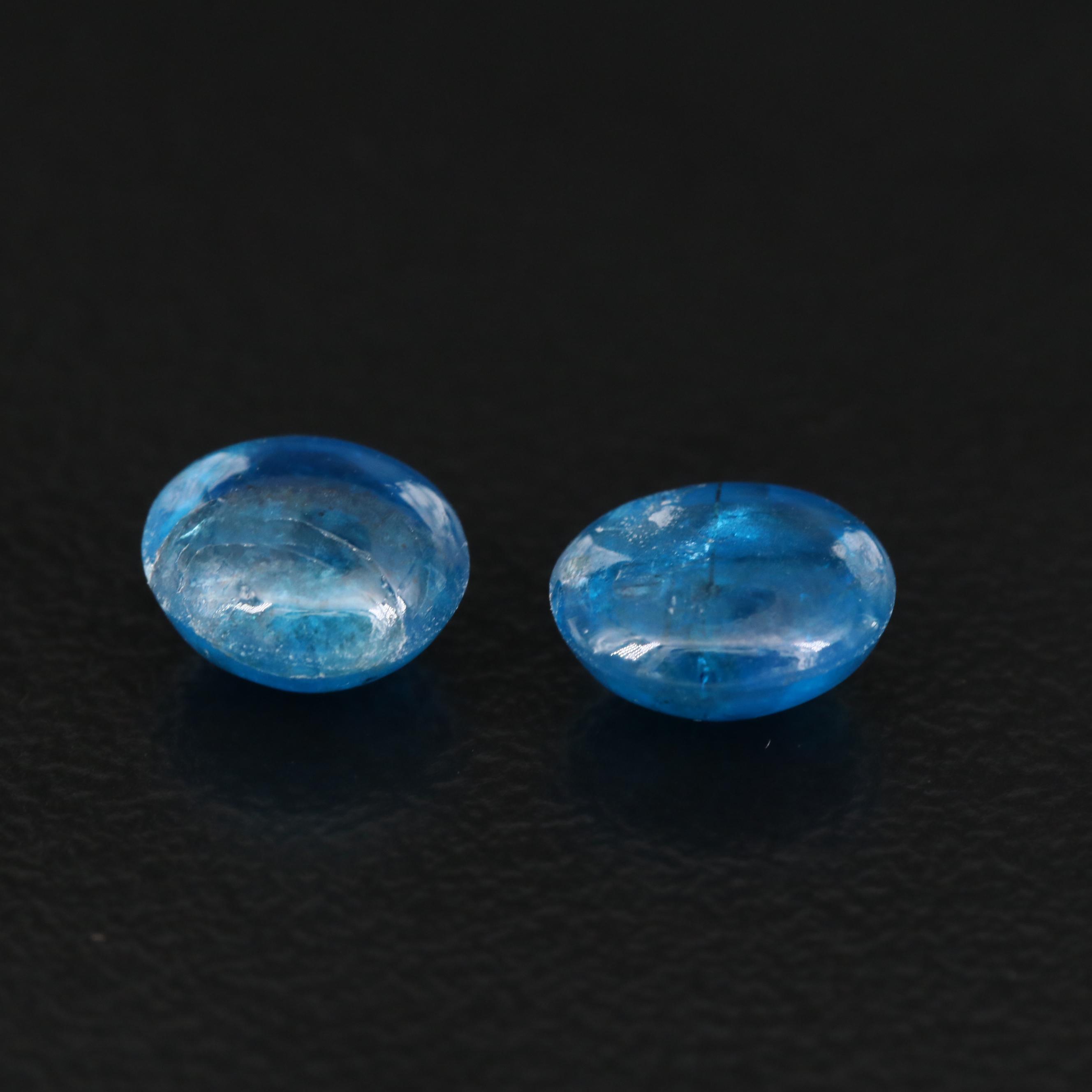 Loose 7.80 CTW Oval Apatite Cabochons