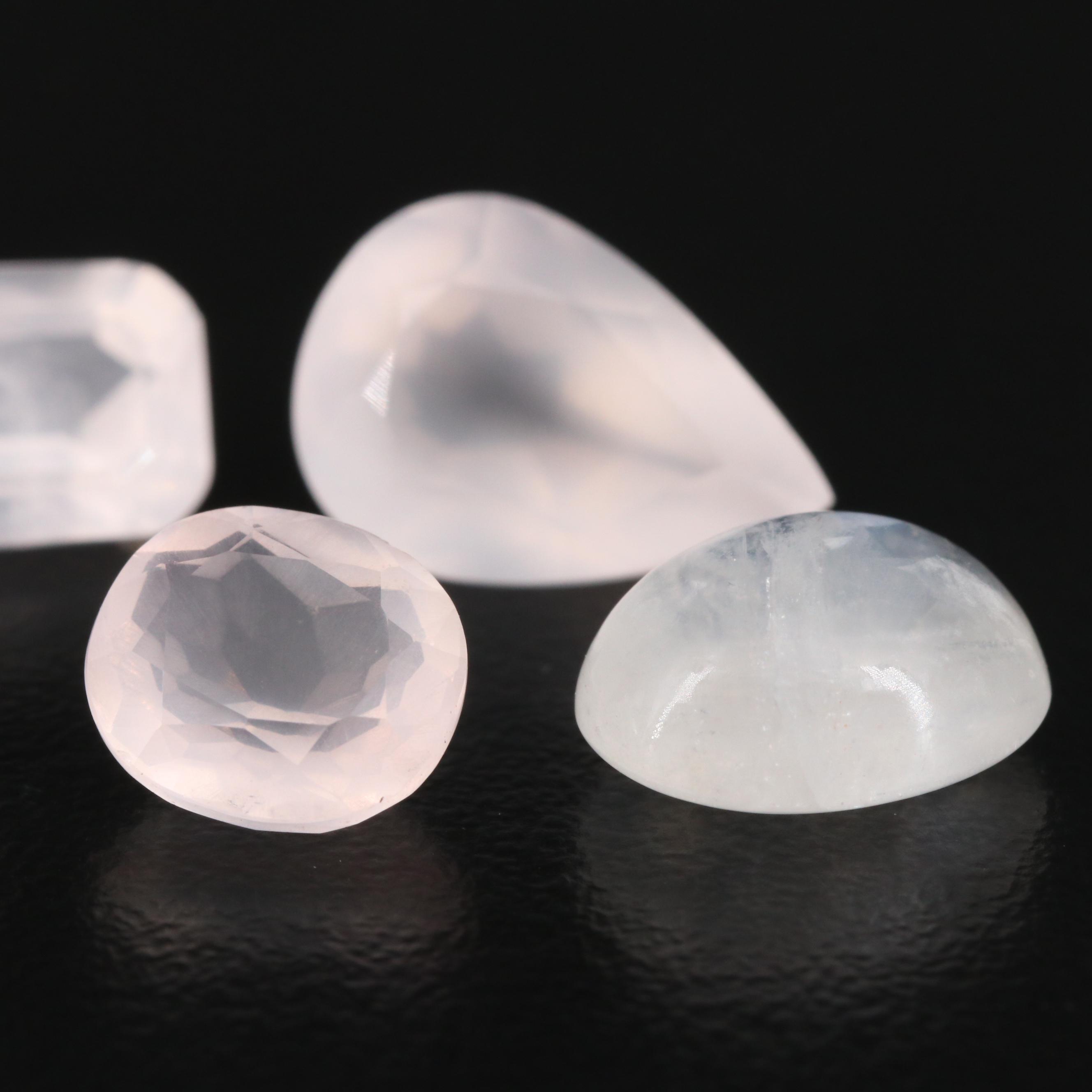 Loose Mixed Cut 6.59 CTW Moonstones and 9.43 CT Rose Quartz