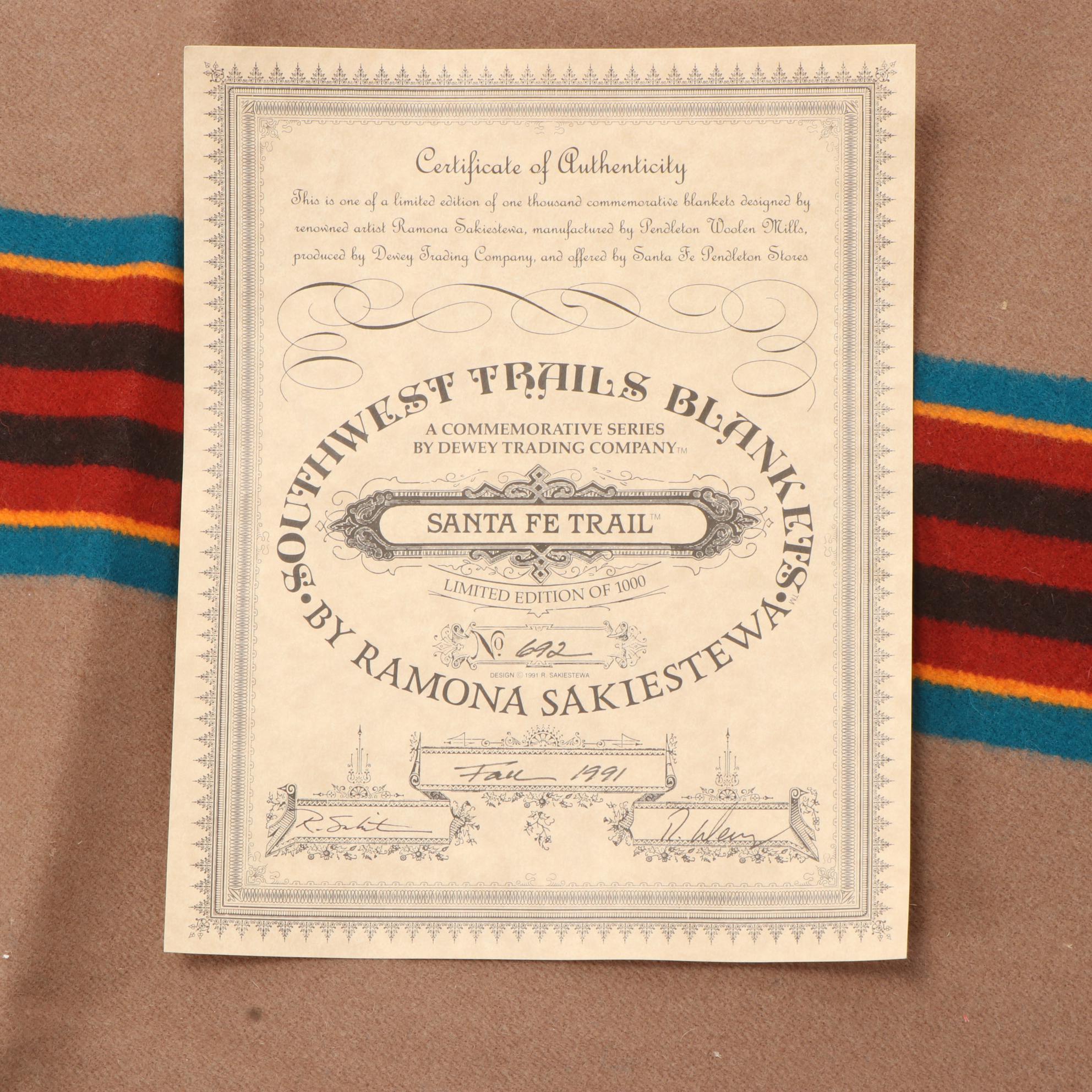 Ramona Sakiestewa for Dewey Trading Company "Santa Fe Trail" Wool Blanket