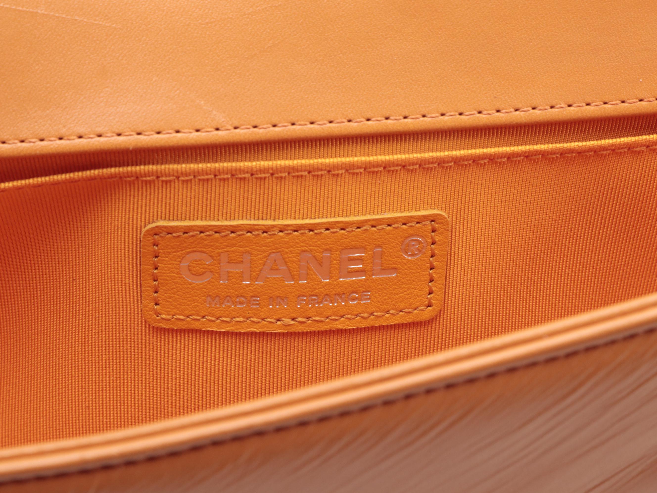 Chanel Medium Boy Flap Shoulder Bag in Orange Quilted Lambskin with Chain Strap