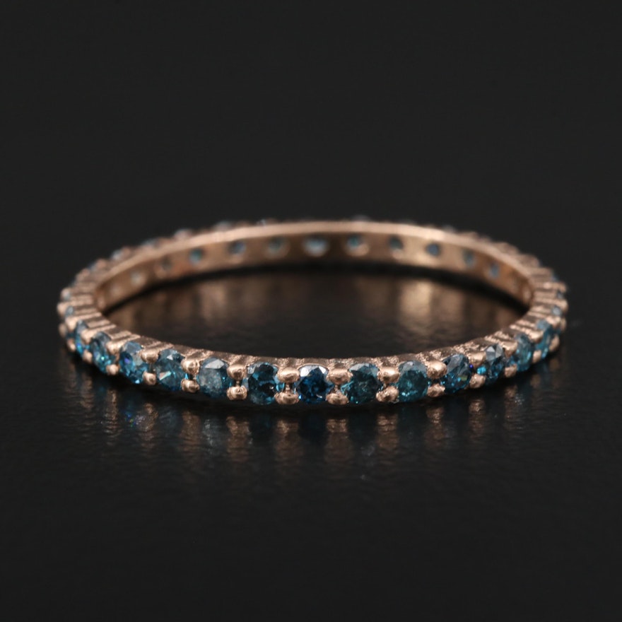 14K Blue Diamond Eternity Band