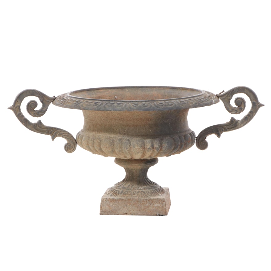 Neoclassical Style Cast Iron Garden Urn, Late 19th/Early 20th Century