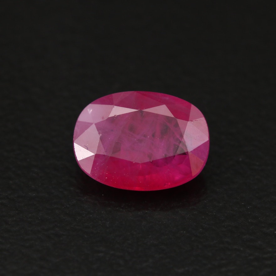 Loose 1.58 CT Oval Faceted Ruby