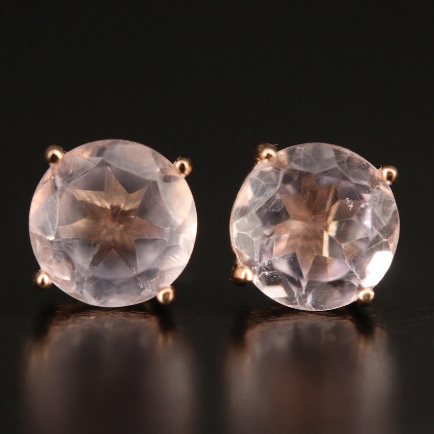 14K Rose Quartz Stud Earrings