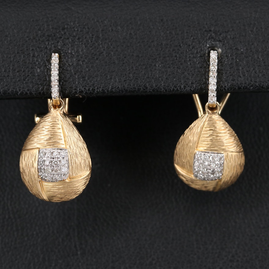 14K Diamond Textured Earrings