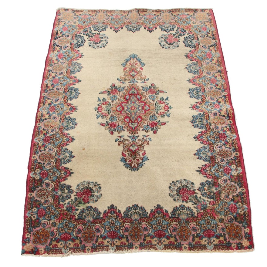 3'1 x 4'7 Hand-Knotted Persian Kerman Accent Rug, 1930s