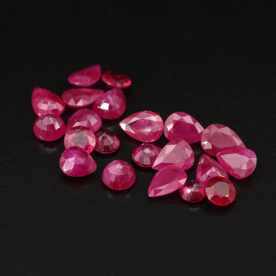 Loose 15.10 CTW Round and Pear Faceted Rubies