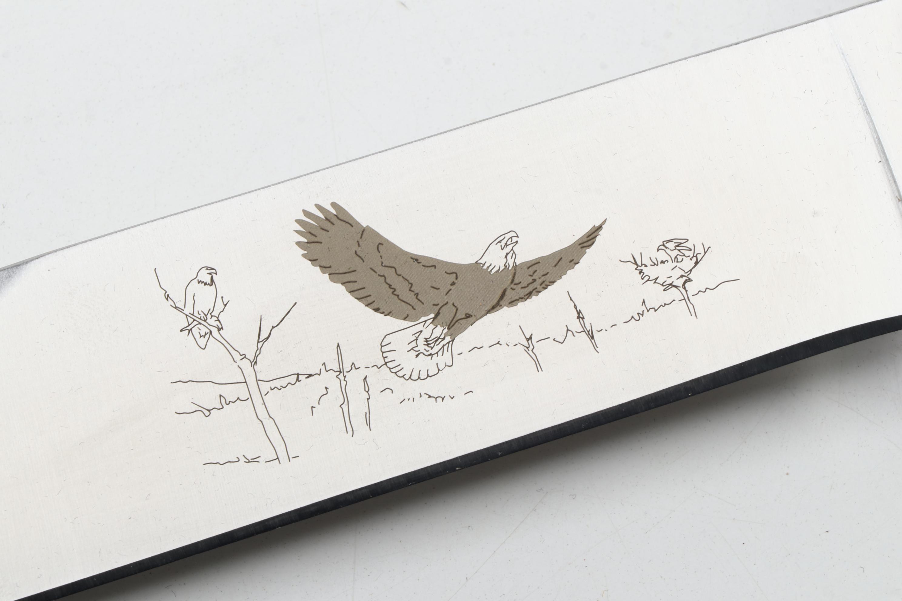 American Mint "Bald Eagle" Hunting Knife with Wooden Display Case