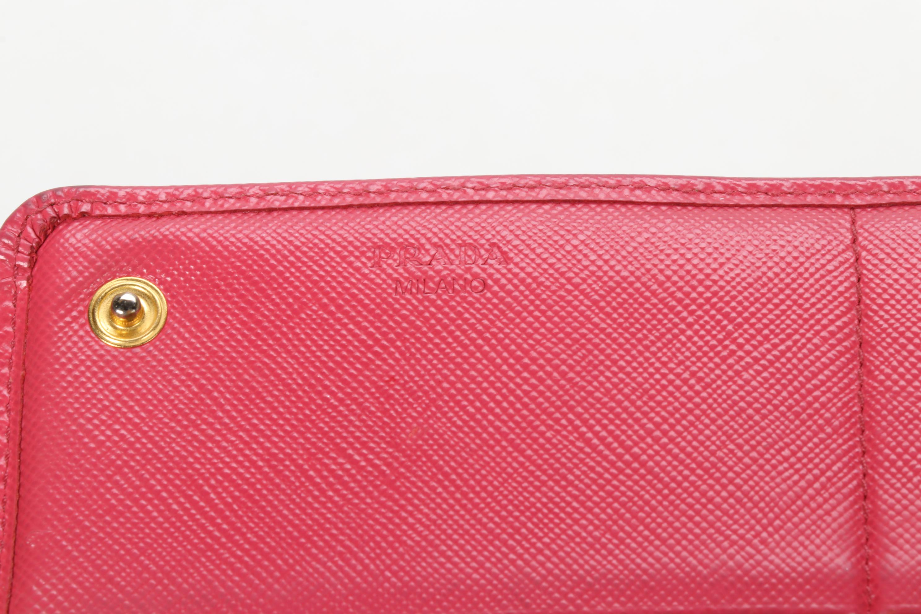 Prada Fiocco Bow Wallet in Pink Saffiano Leather