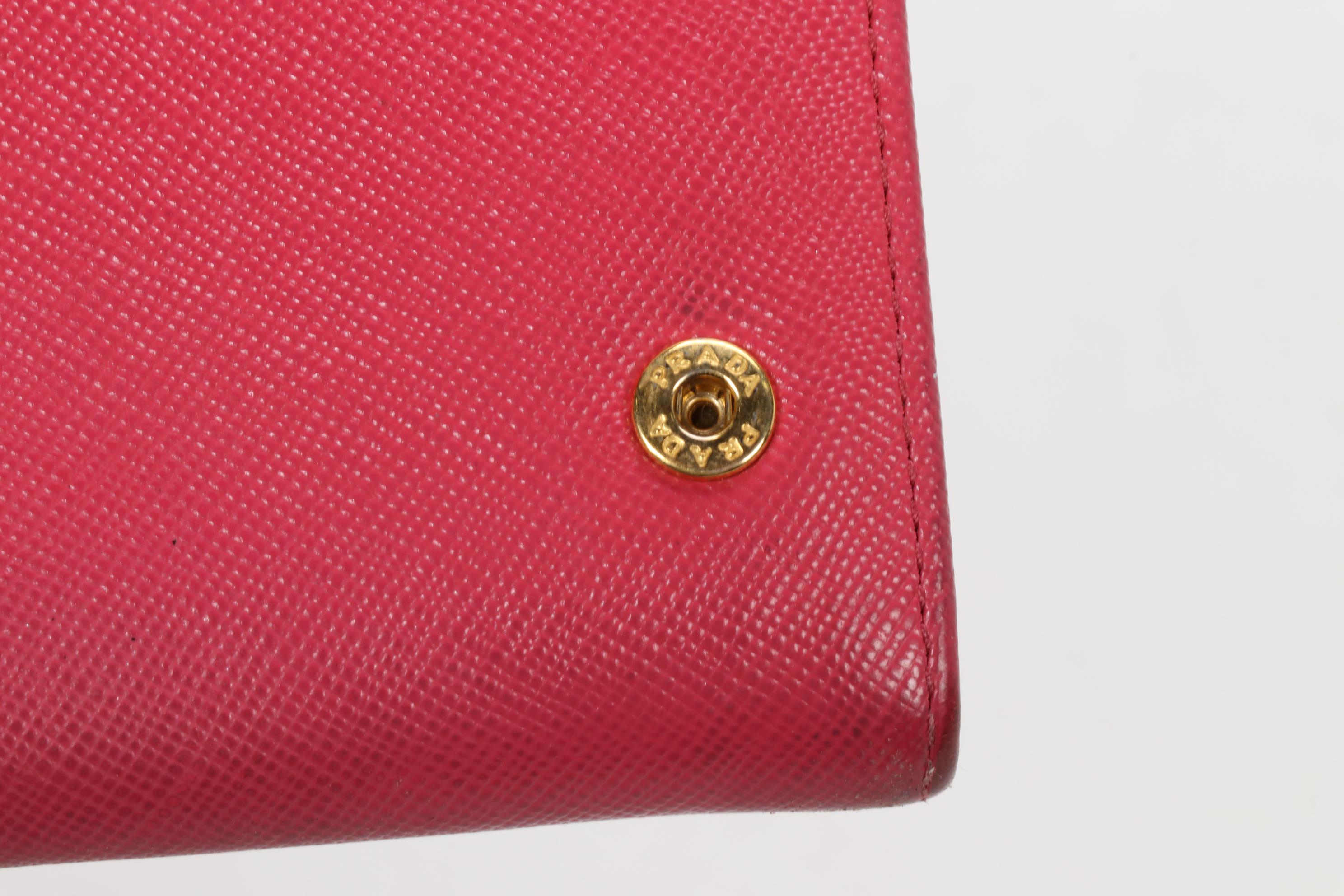 Prada Fiocco Bow Wallet in Pink Saffiano Leather