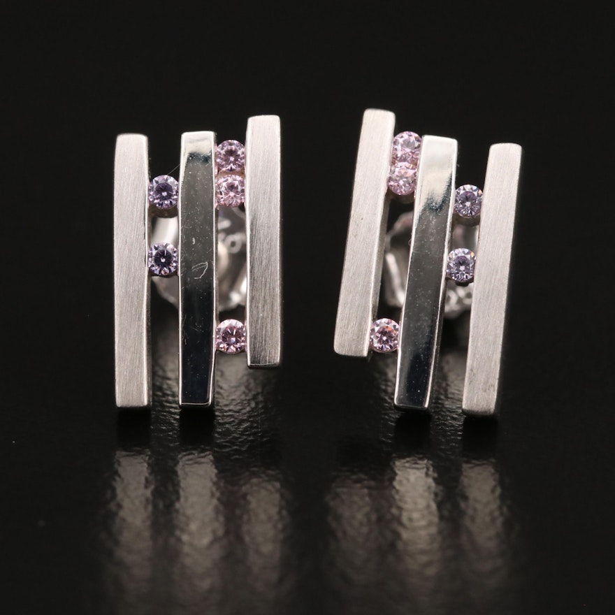 Sterling Cubic Zirconia Geometric Stud Earrings