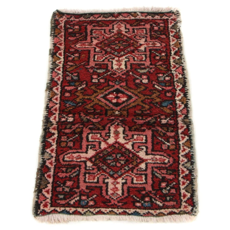 1'7 x 2'7 Hand-Knotted Persian Karaja Accent Rug, 1920s