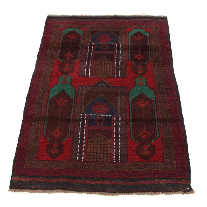 3'0 x 4'7 Hand-Knotted Afghan Baluch Accent Rug, 2000s