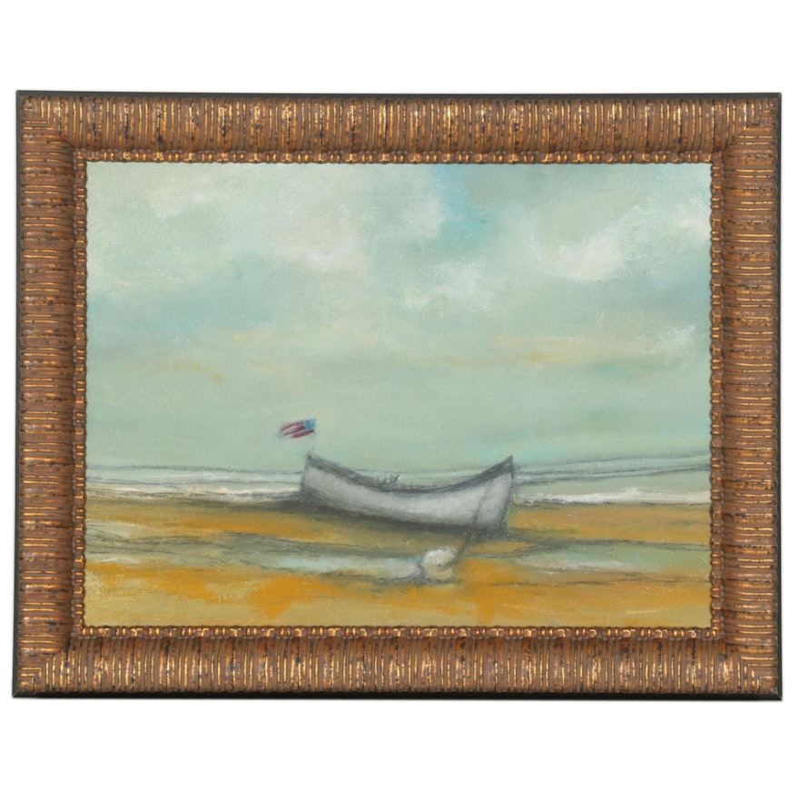 Brian J. Hannon Oil Painting "Boat Low Tide, Scituate, MA," 2020