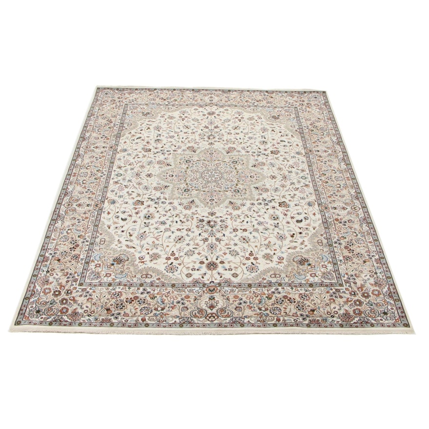 8'11 x 12'2 Hand-Knotted Persian Nain Silk Blend Room Sized Rug, 2000s