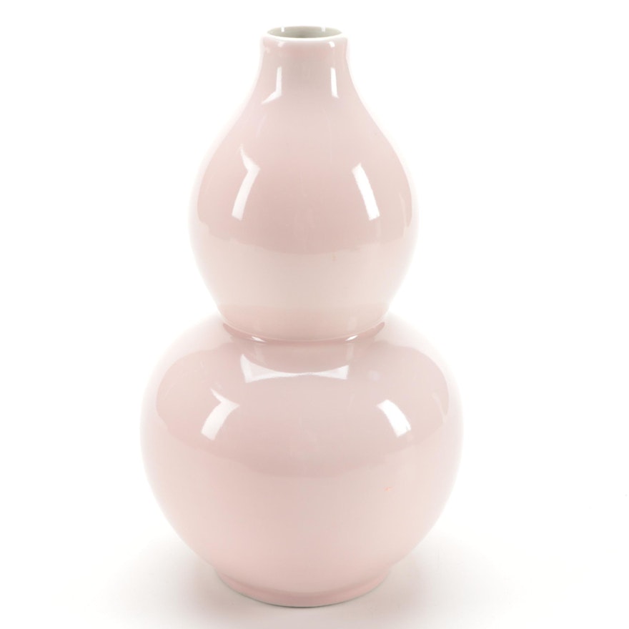 Chinese Pink Ceramic Double Gourd Vase