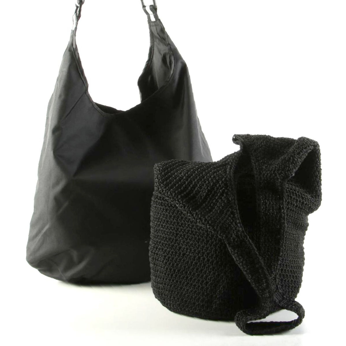 Aruna Black Hobo Bag and Saddle River Black Crochet Tote
