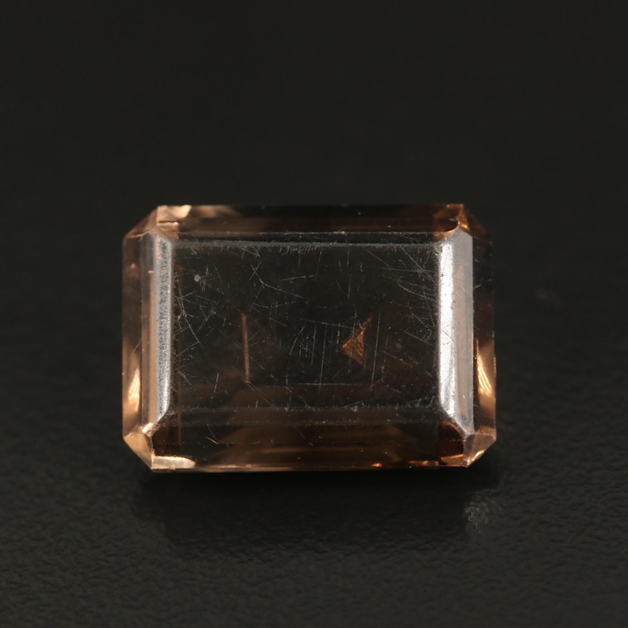 Loose 15.58 CT Rectangular Faceted Smoky Quartz