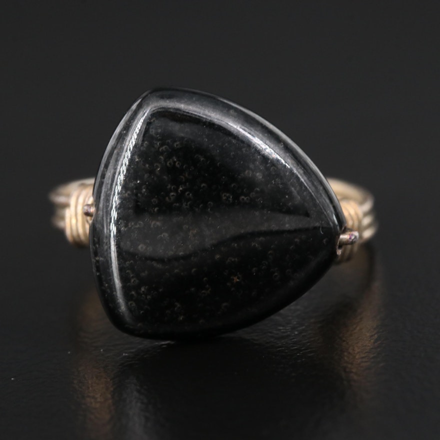 Sterling Silver Black Onyx Wirework Ring