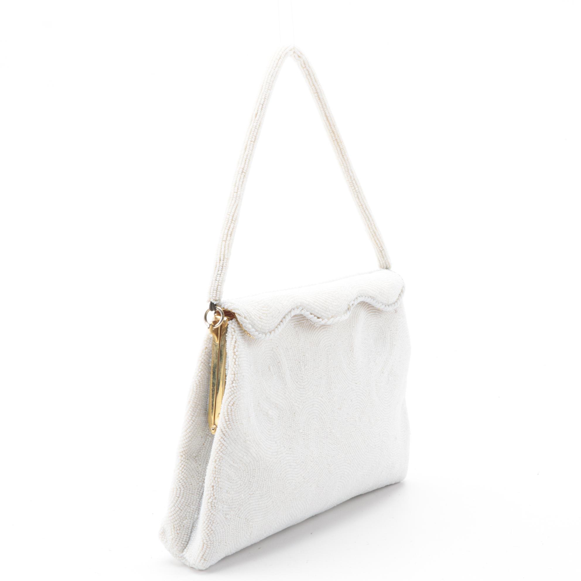 Benlux French Beaded Scalloped Flap Frame Purse