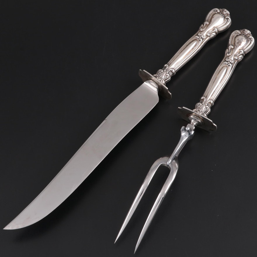 American Sterling Silver Handled Carving Set, 20th Century