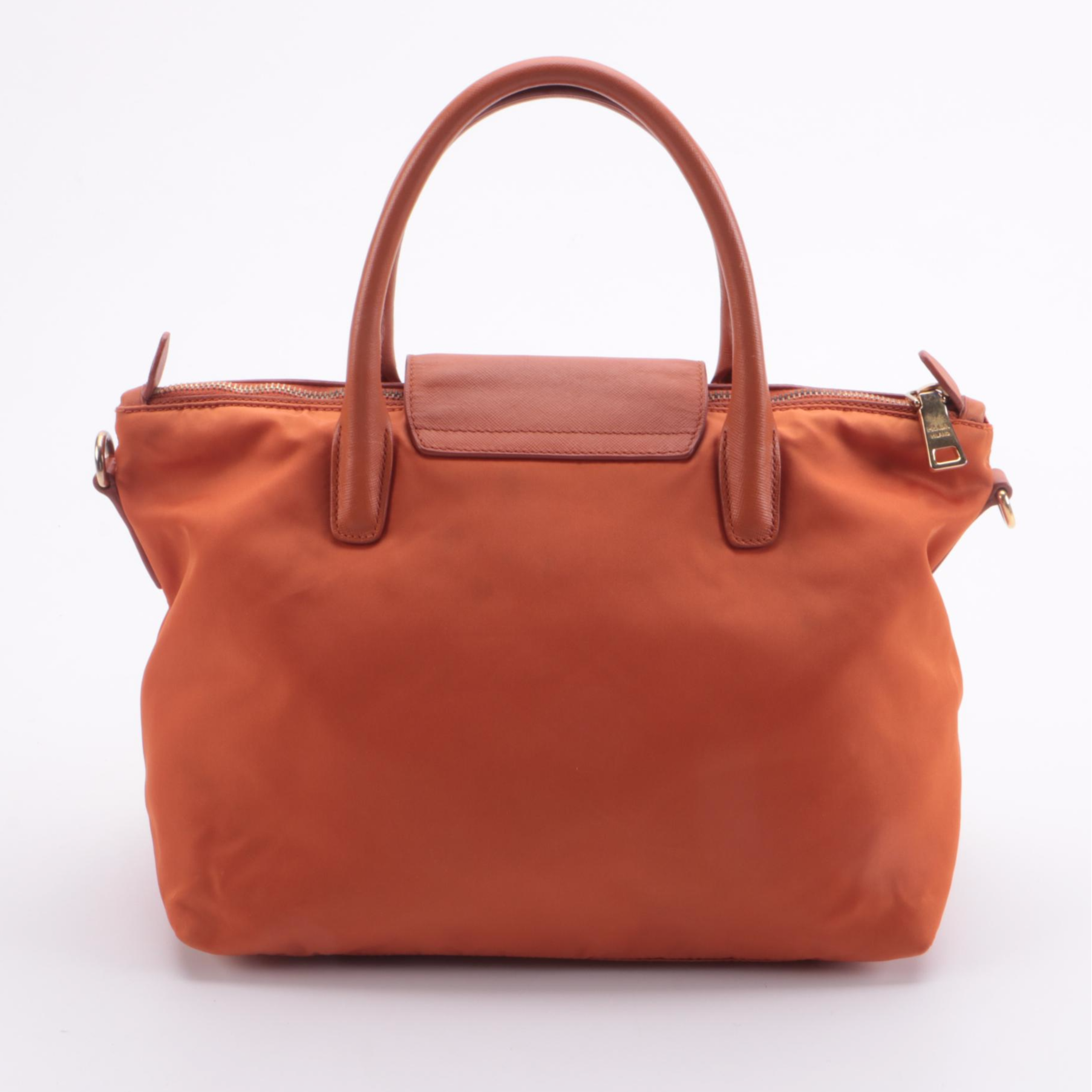 Prada Tessuto Convertible Tote in Orange Nylon and Saffiano Leather Trim