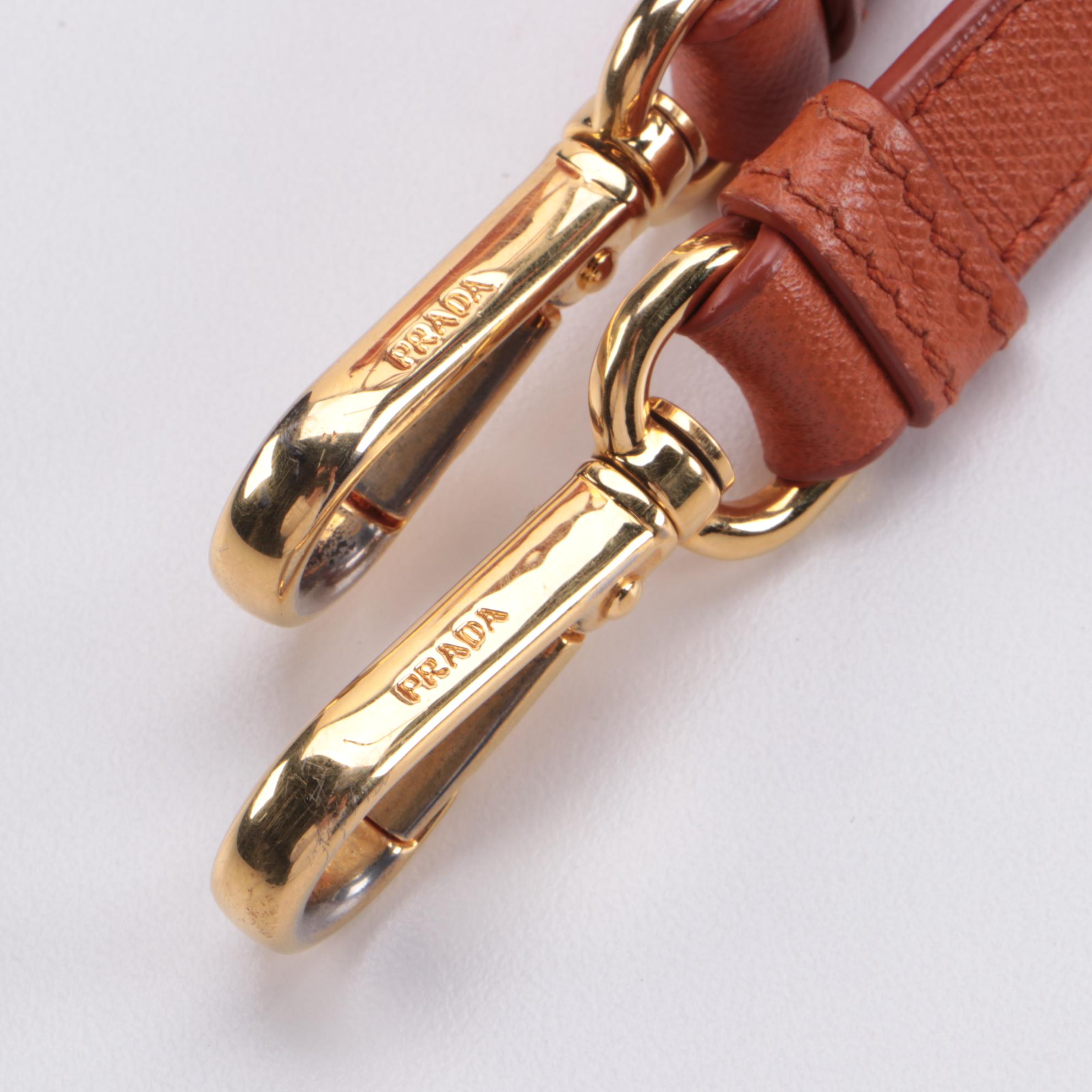 Prada Tessuto Convertible Tote in Orange Nylon and Saffiano Leather Trim