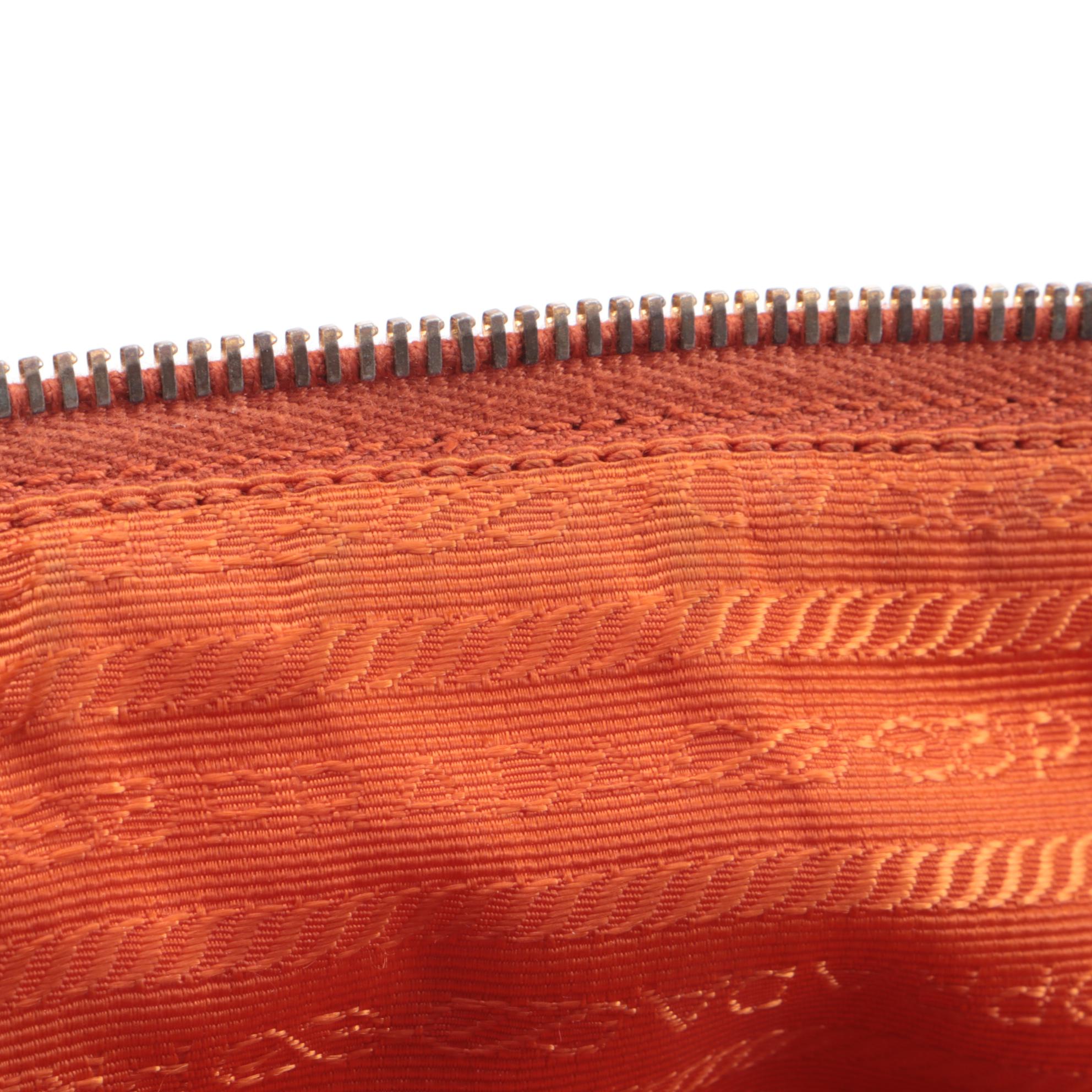 Prada Tessuto Convertible Tote in Orange Nylon and Saffiano Leather Trim