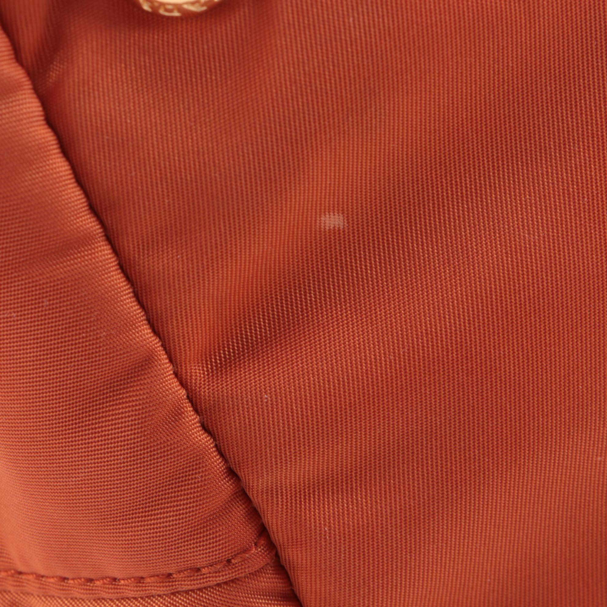 Prada Tessuto Convertible Tote in Orange Nylon and Saffiano Leather Trim