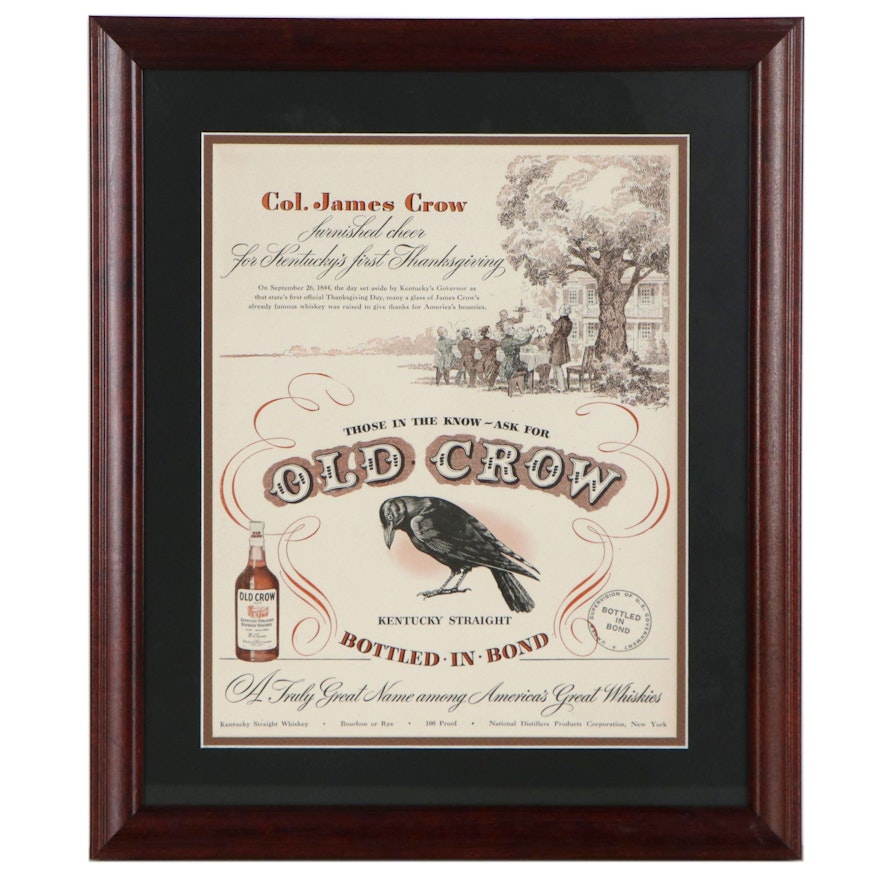 Offset Lithograph Advertisement for Old Crow Bourbon, Circa 1940