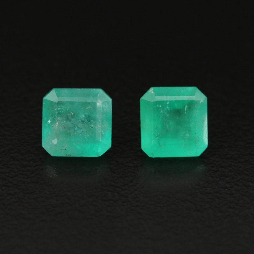 Loose 3.54 CTW Cut Cornered Rectangular Faceted Emeralds