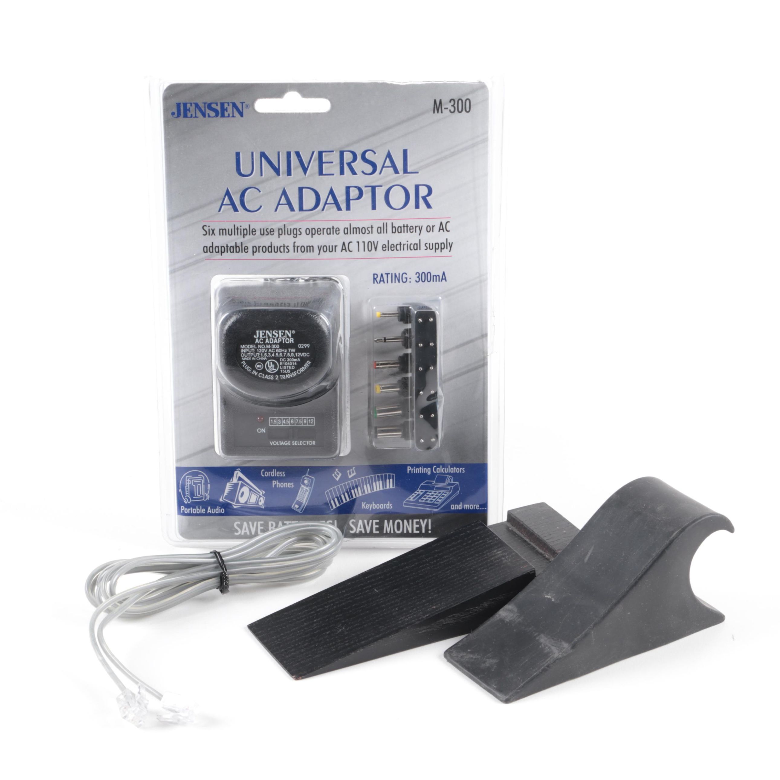Jensen Universal AC Adapter with Door Stops and Phone Cord