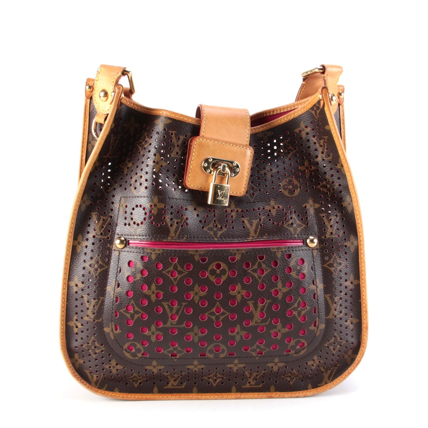 Louis Vuitton Musette Handbag in Perforated Monogram Canvas and Fuchsia Lining