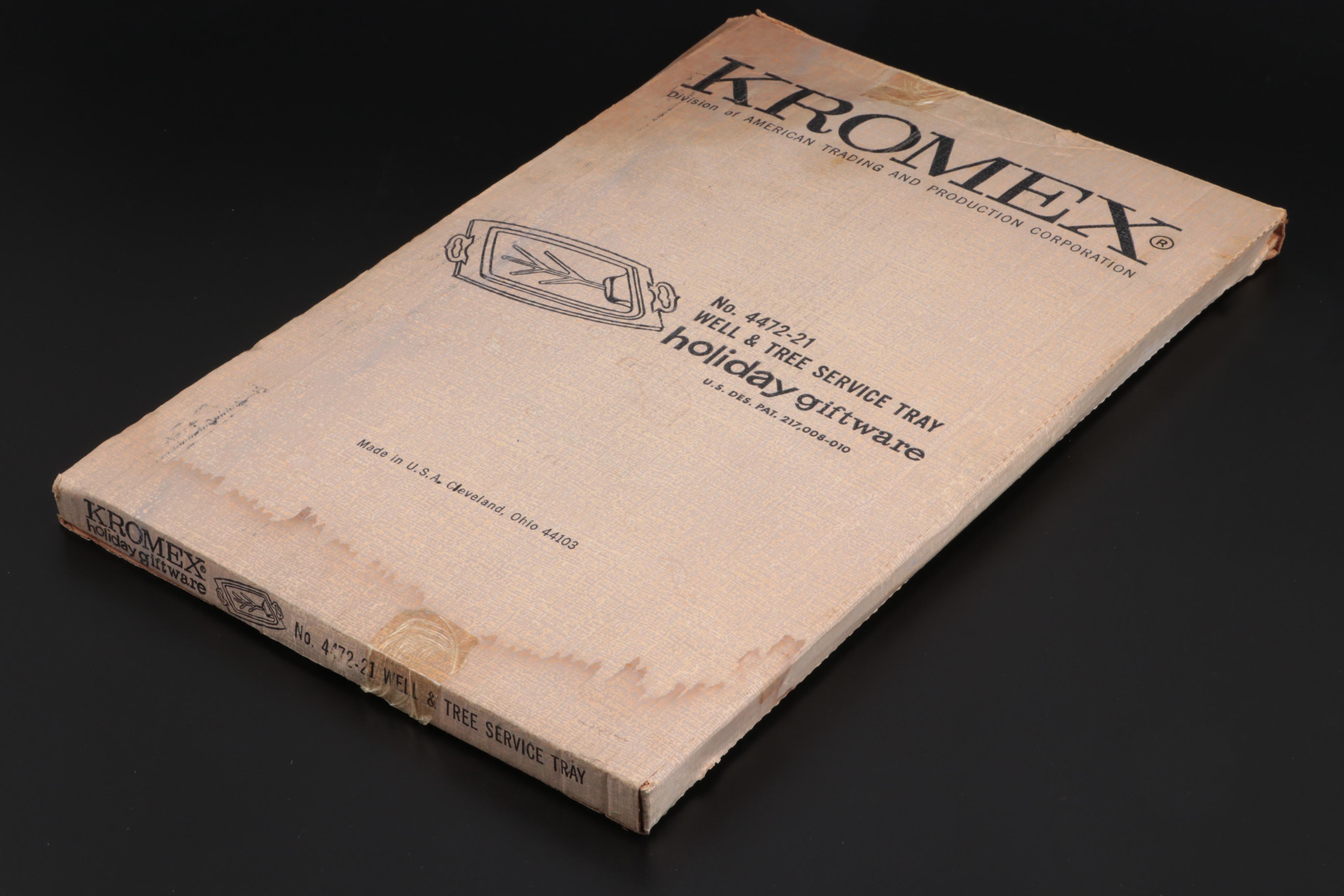 Kromex Holiday Giftware Chrome Handled Serving Tray, Mid-20th C.