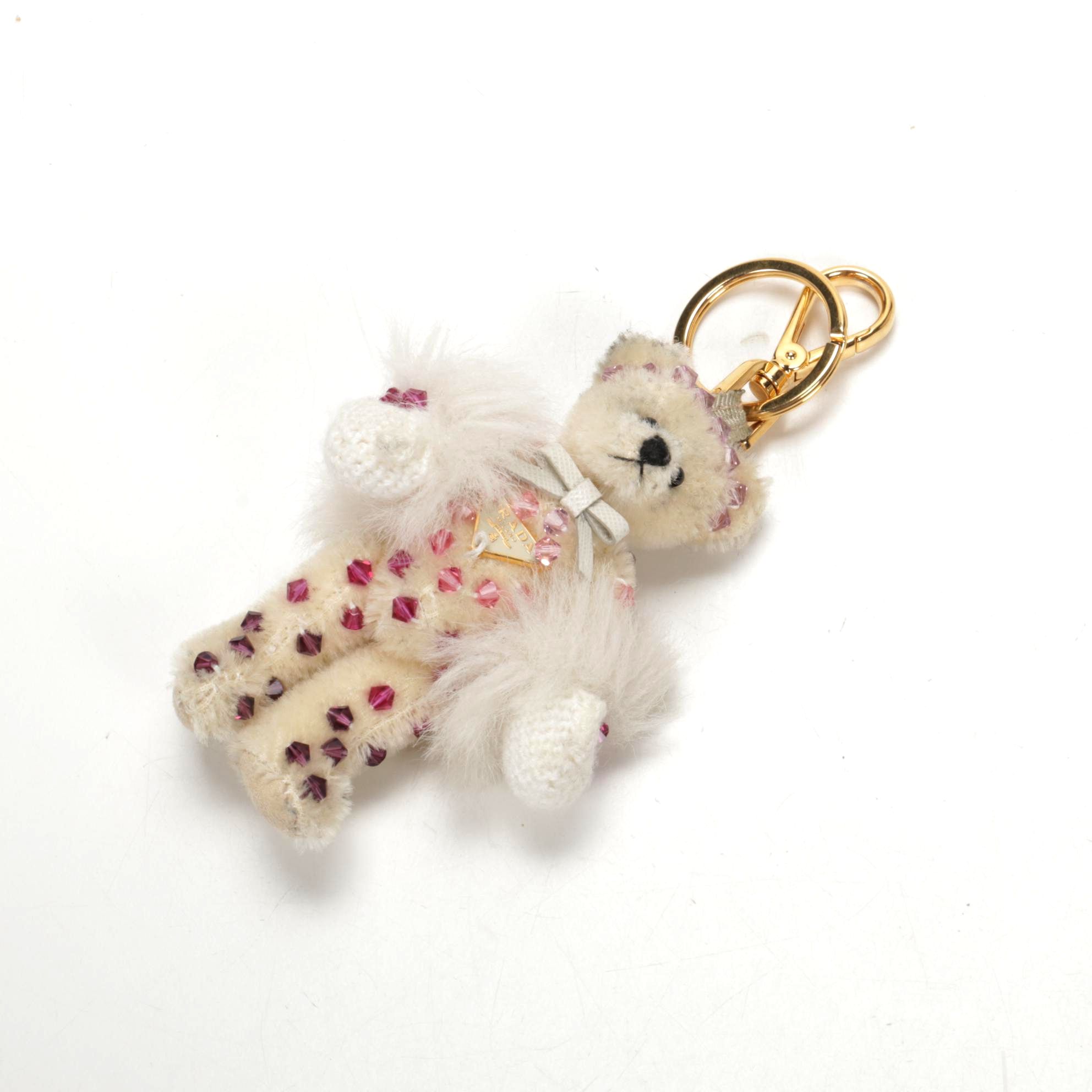 Prada Teddy Bear Keychain in Mohair