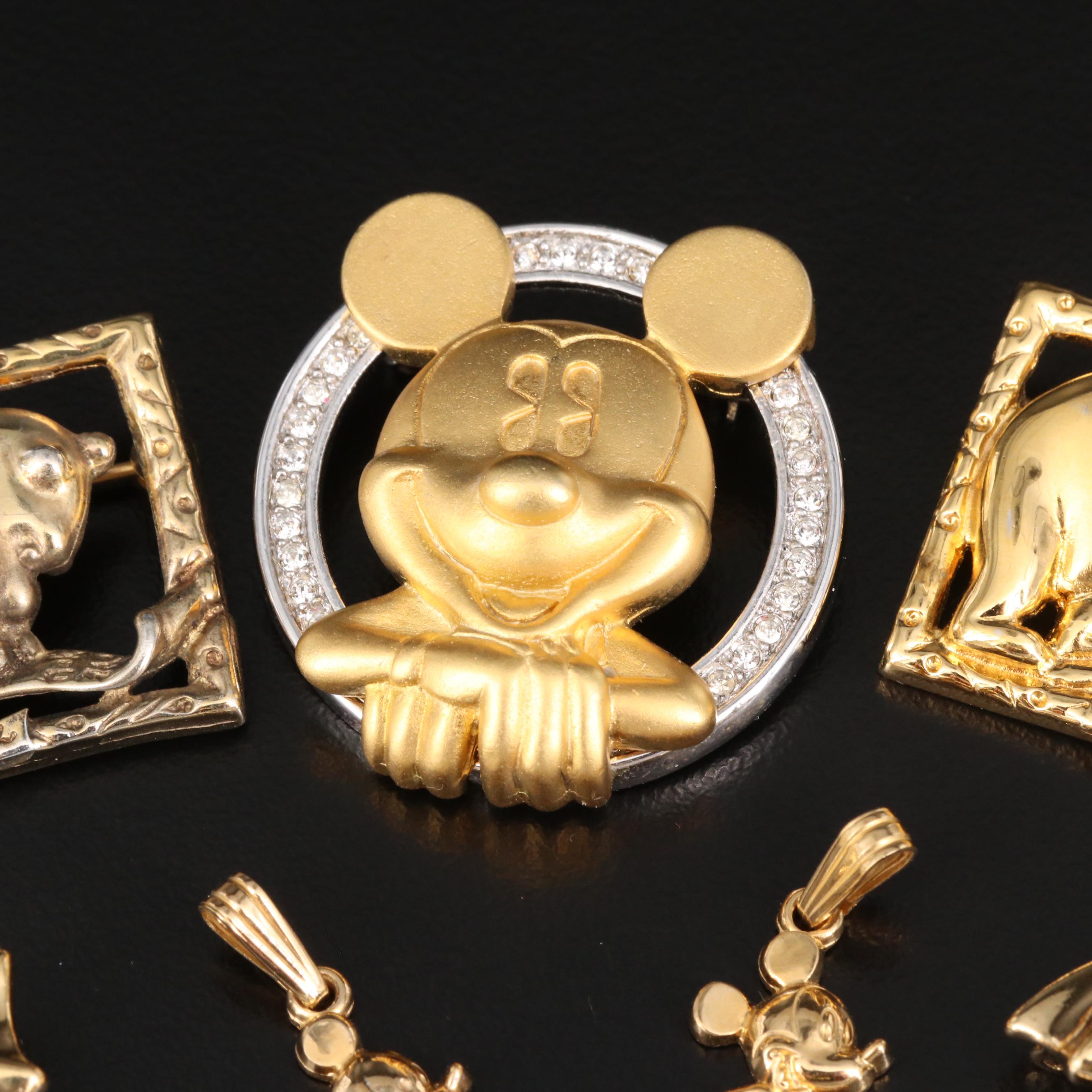 Walt Disney Company Pins and Pendants Featuring Winnie the Pooh and Mickey Mouse