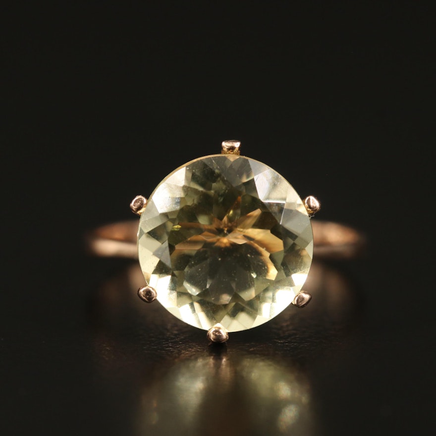 14K Citrine Solitaire Ring