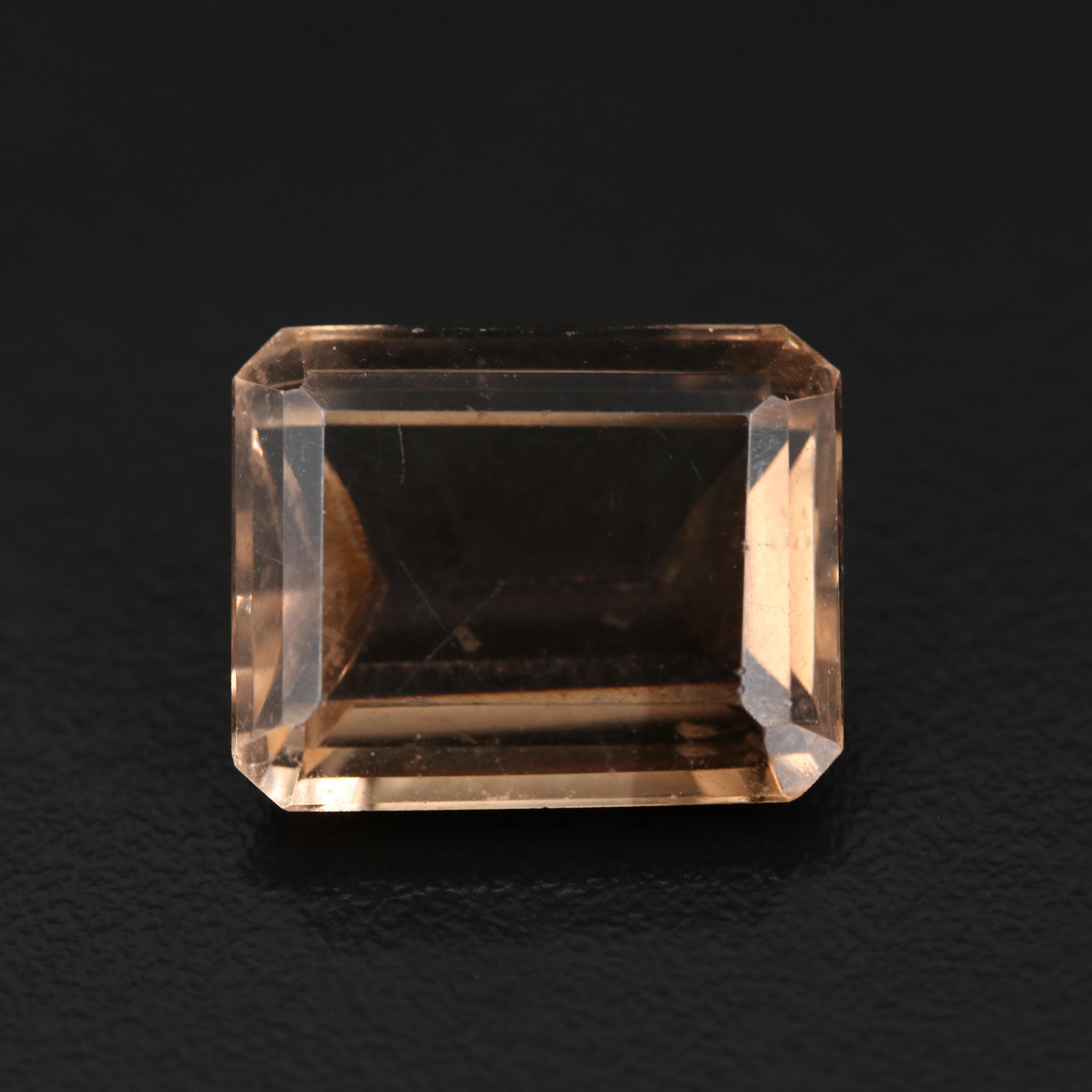 Loose 15.65 CT Rectangular Faceted Smoky Quartz