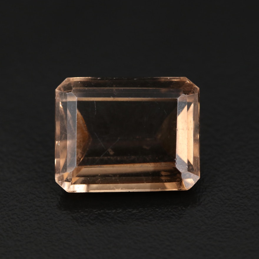 Loose 15.65 CT Rectangular Faceted Smoky Quartz