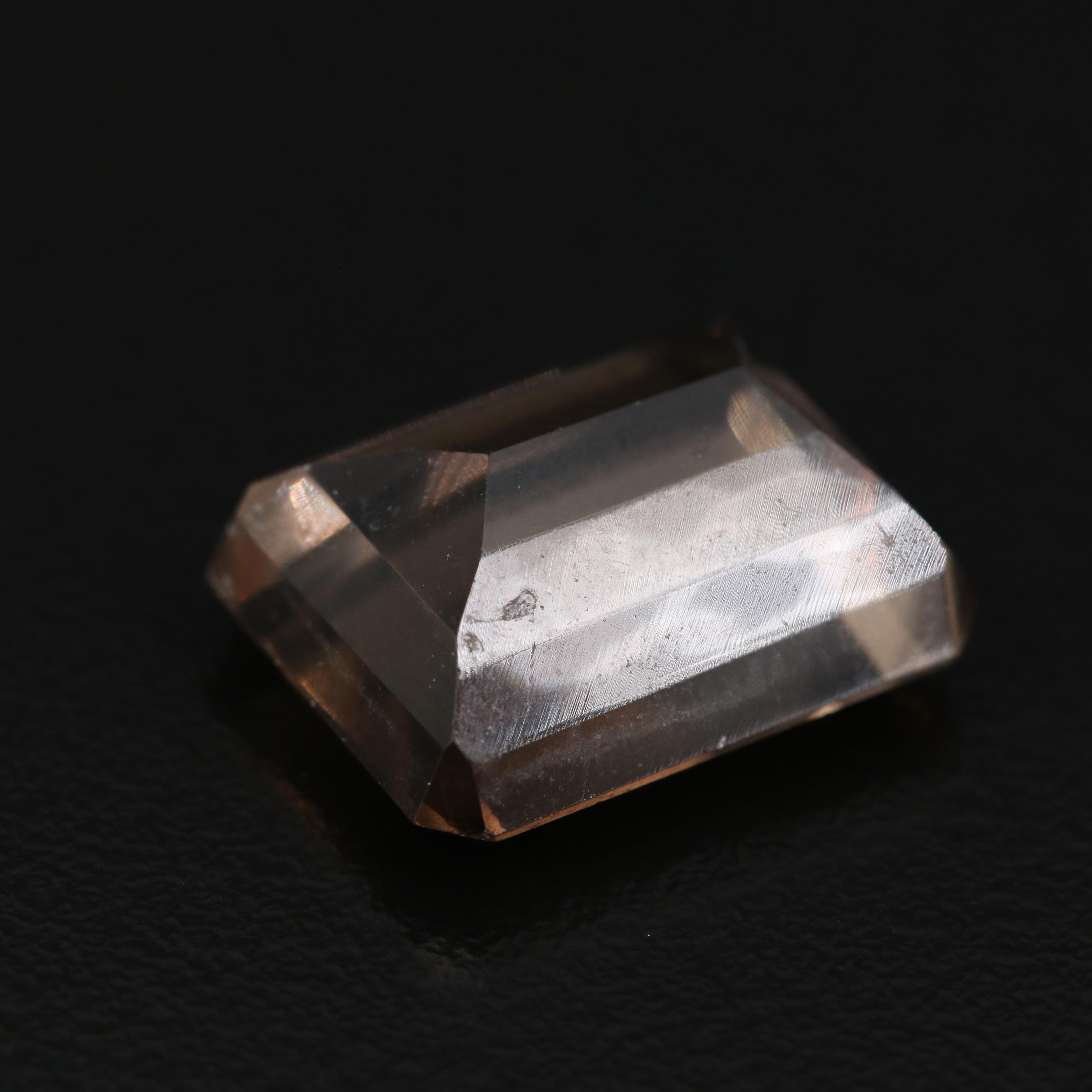 Loose 15.65 CT Rectangular Faceted Smoky Quartz