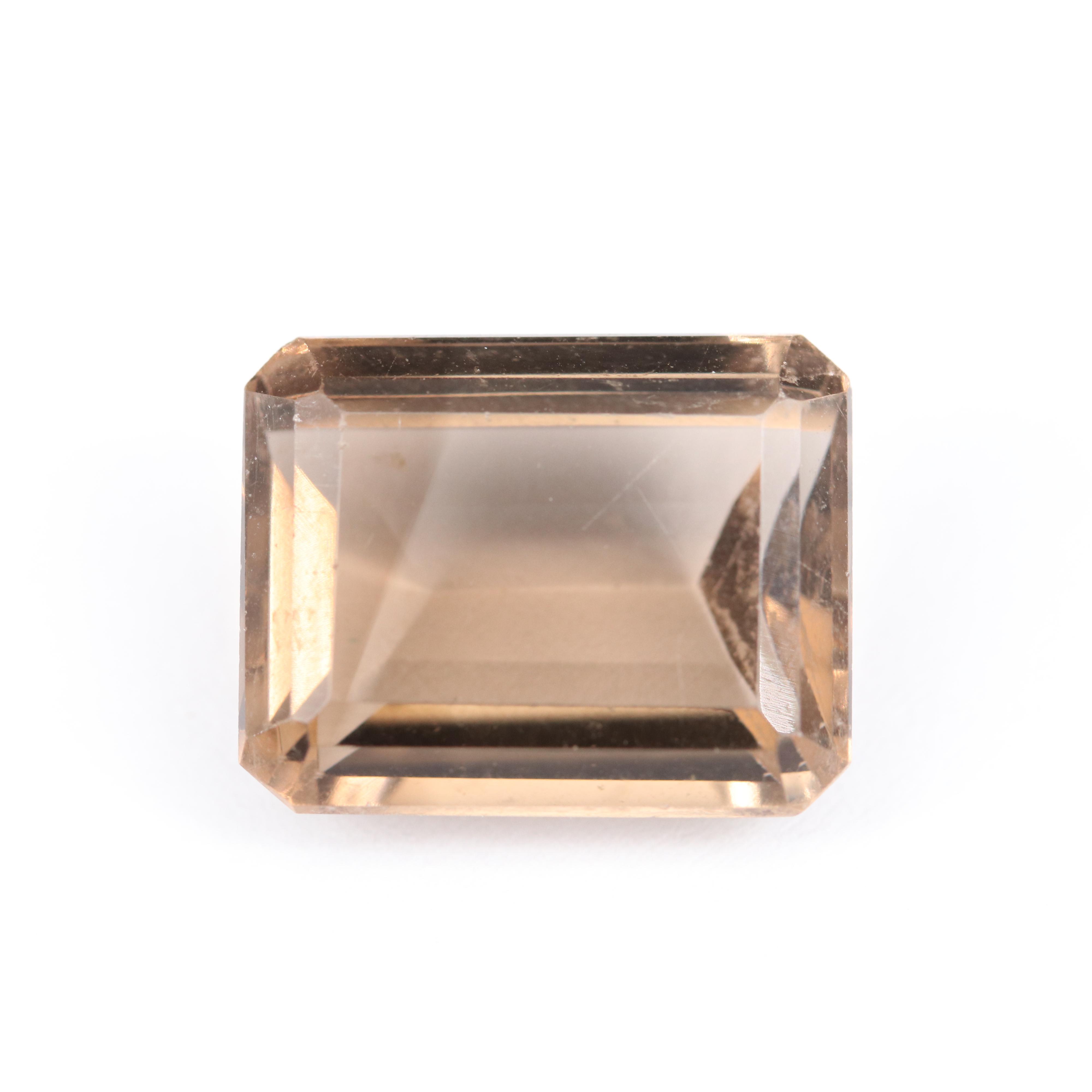 Loose 15.65 CT Rectangular Faceted Smoky Quartz